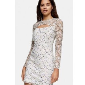 Topshop Floral Lace Cutout Mini Dress